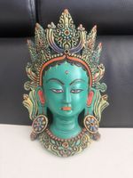 Buddha Wandmaske Tibet Grün Handbemalt Deko 