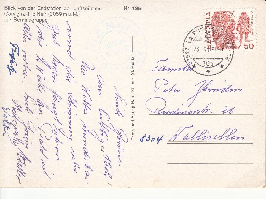 Cartoline postali: Piz Nair 1985 – Usato da Bürglen TG venduto da StampGraf 1