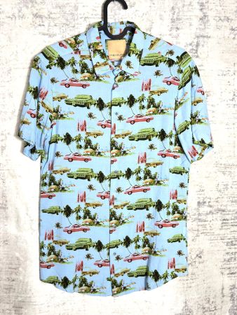 PIAZZA ITALIA "CAR PATTERN" HAWAII SHORT SLEEVES SHIRT SZ: S