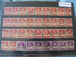 36 x Briefmarken St. Gallen, Helvetia, gebraucht