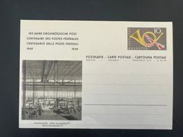 1949 Postkarte 100 J. Eidg. Post Automobilwerkst.    (G413)