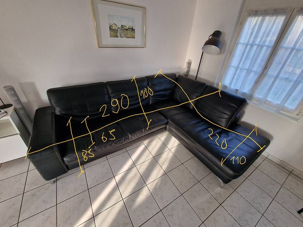 Sofas: Echtleder-Ecksofa mit ausfahrbarer Sitzfläche – D'occasion à Bettwil par NSchmidli93 4