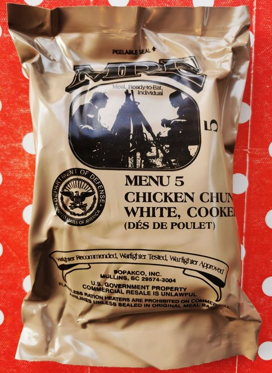 Original US Army MRE Menu 5 Chicken Chunks Insp. 2/2025 Kaufen auf