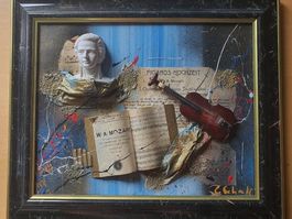 Mozart 3D Gemälde, Unikat von Klaus Schenk mit Zertifikat
