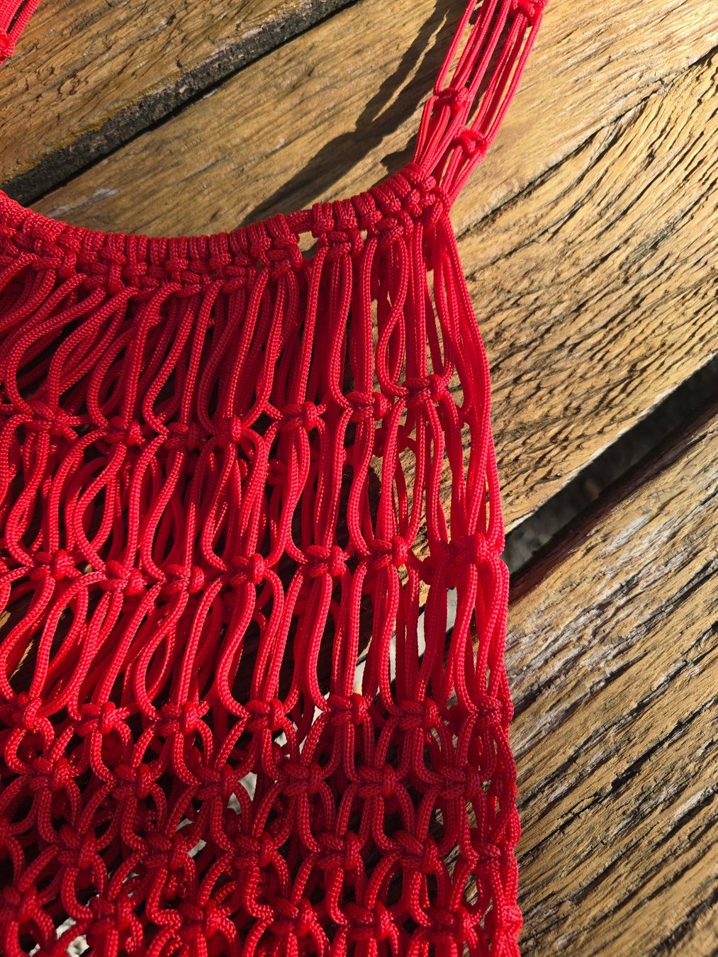 Taschen für Damen: Accessoires: Makramee Shoppertasche orientrot – Neu (gemäss Beschreibung) aus Romanshorn von Rachacha 2