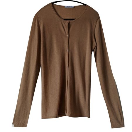 GLOBUS : Elégant cardigan cognac ultra-fin 100% cachemire S