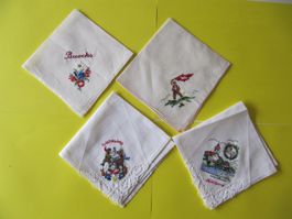 4  Alte Bestickte Taschentücher #T1