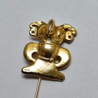 Vintage Tairona Frosch Anstecknadel Kolumbien Gold #C3
