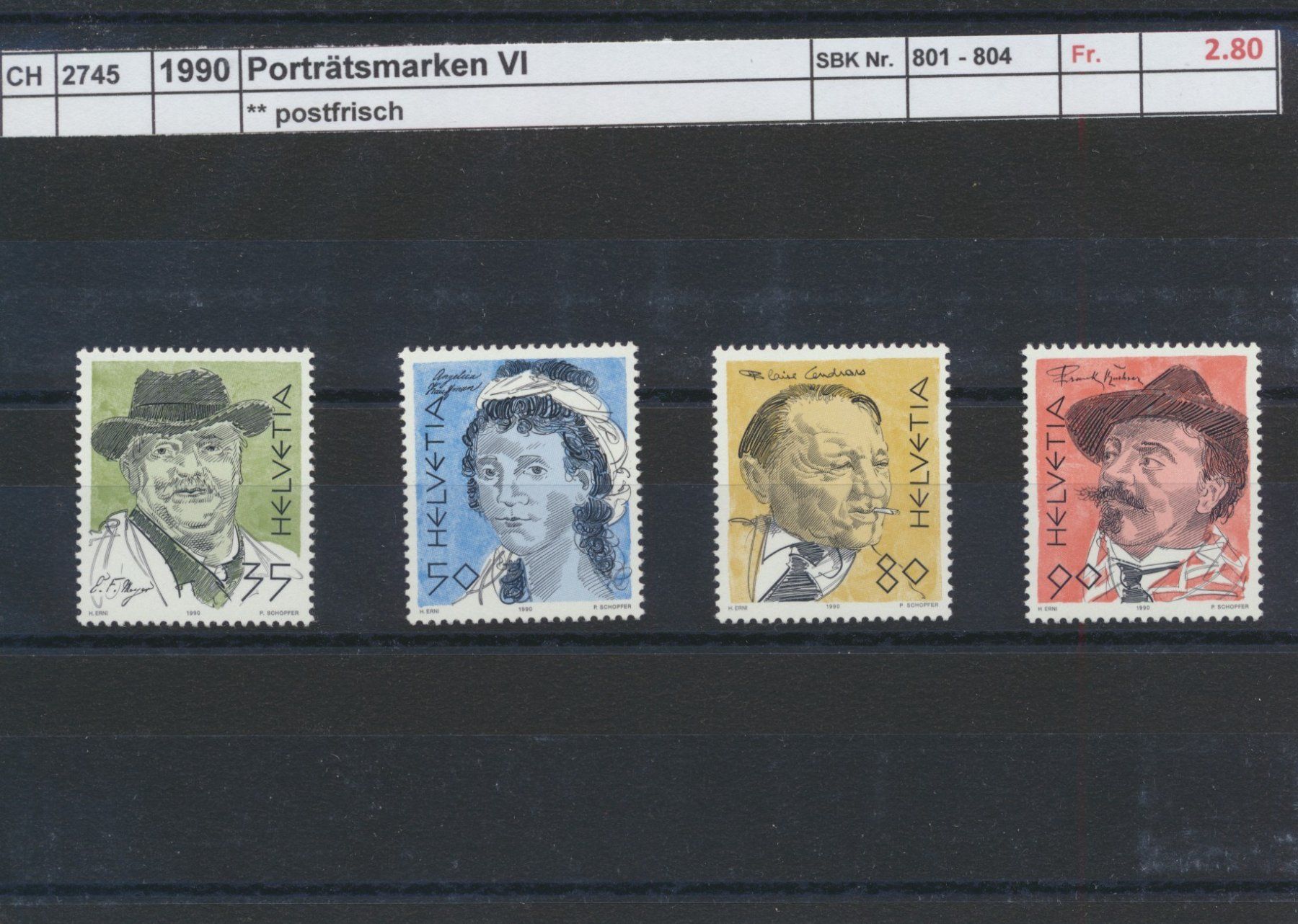 Tutti i francobolli: 1990 "Porträtsmarken VI", ** postfrisch – Nuovo (secondo la descrizione) da Winterthur venduto da Zupogeru