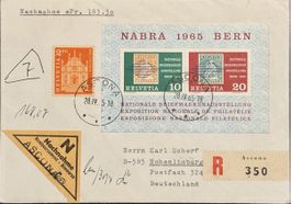 Schweiz 1965 NABRA Sonderblock Nachnahme Einschreiben Deutsc