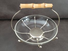 50er 60er Jahre vintage Gebäckschälchen Henkelschale Glas