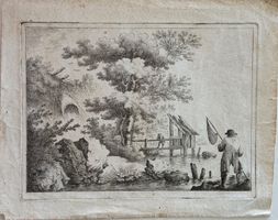 Johann Georg Hertel, Radierung, Fischfang, um 1770