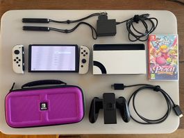 Nintendo Switch OLED Weiss Komplett Set mit Tasche + Spiel