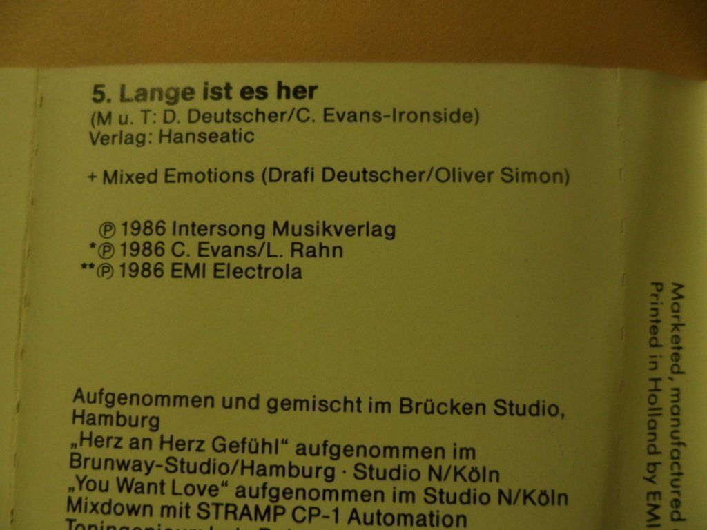 Musicassette: DRAFI  DEUTSCHER   Gemischte Gefühle – Usato da Langnau i. E. venduto da gf2_29jt 3
