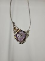 Collier argent pierre violet