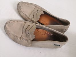 🤩BENETTON LEDER MOKASSIN-SCHUHE, GEBRAUCHT, DURCHGELAUFEN