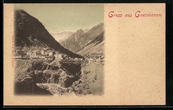 Cartoline postali: Goeschenen, Teilansicht am Ortsrand, Br – Usato da Berlin venduto da bartko-reher