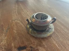 Antikes Teesieb mit Abtropfschale Rarität #22