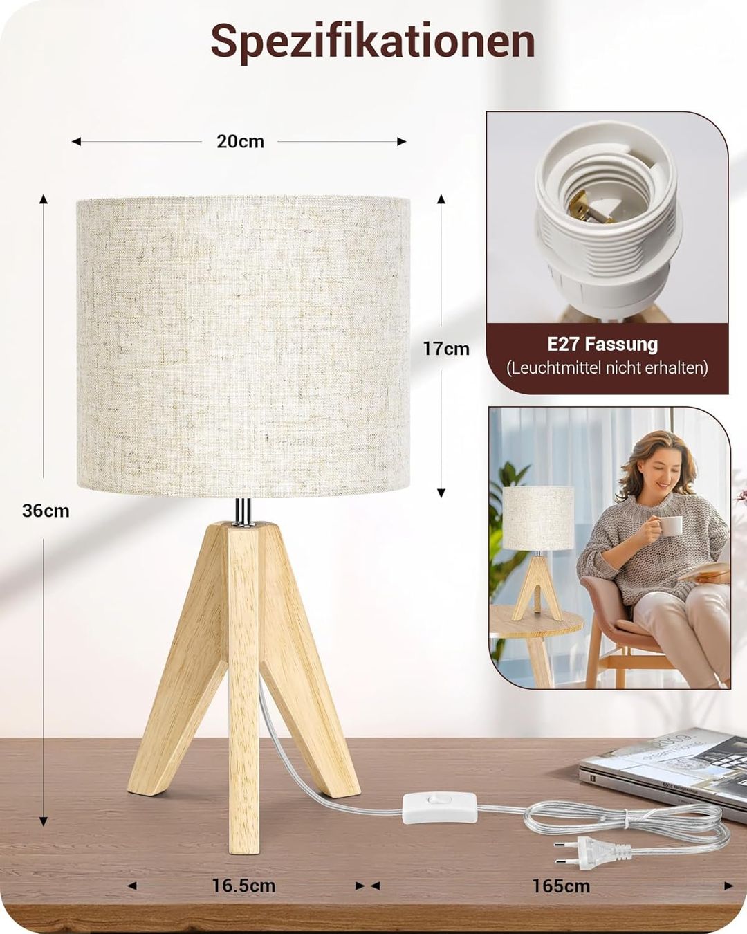 Lampade: 2er Set Tischlampe Holz – Nuovo e nell'imballaggio originale da Nuglar venduto da SaleRitter 3