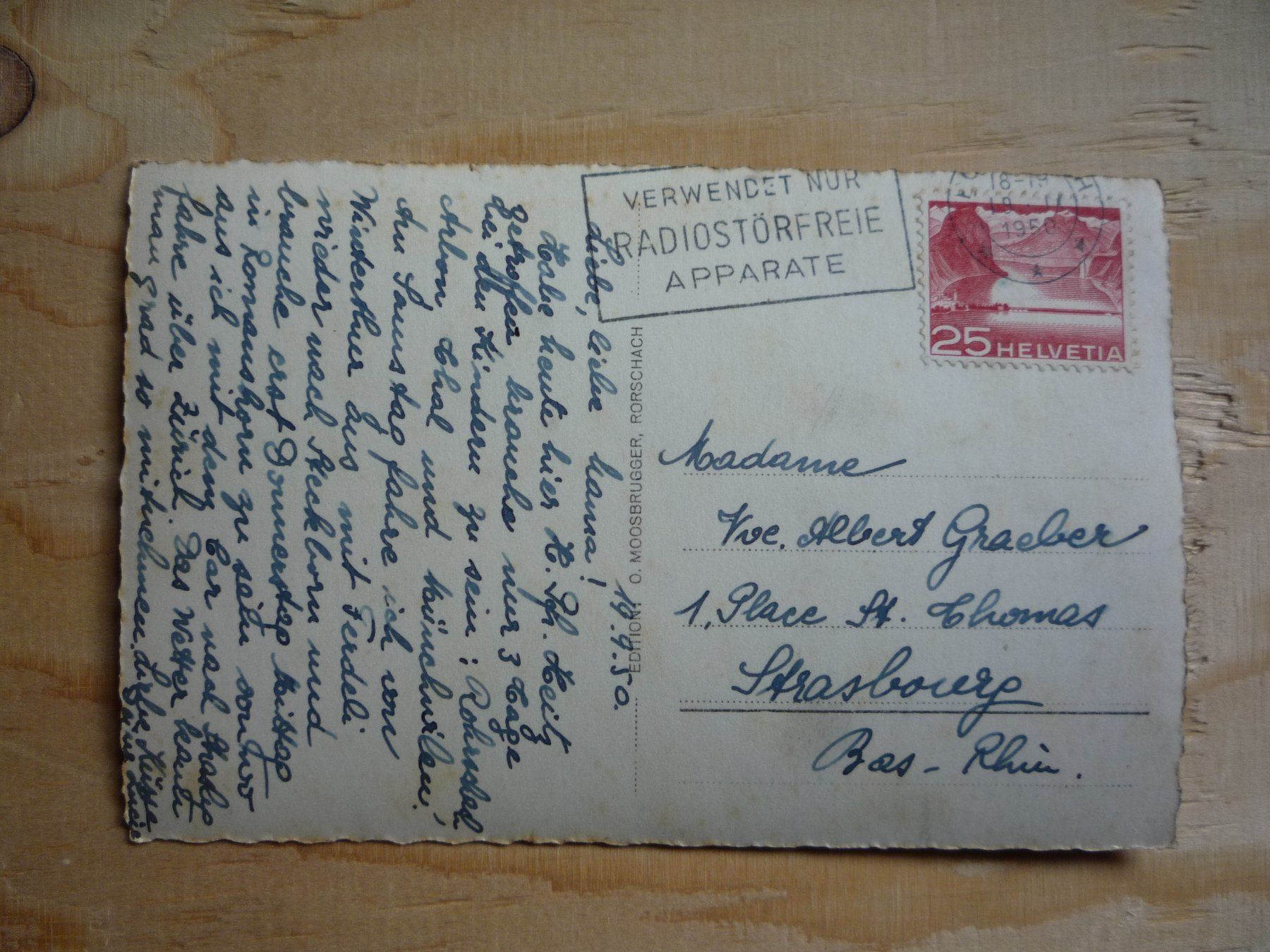 Cartoline postali: Rapperswil mit Säntis, 19.IX.1950 – Usato da Rieden SG venduto da Gant24 1
