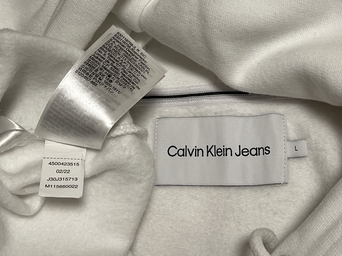 Calvin Klein Pullover & Sweatshirts: Sweat à capuche Calvin Klein blanc, taille L comme neuf – Gebraucht aus GENÈVE von triple7ch 2