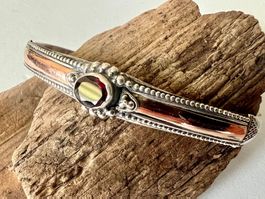 Vintage Armreif 925 Silber Rosé teilvergoldet mit Granat