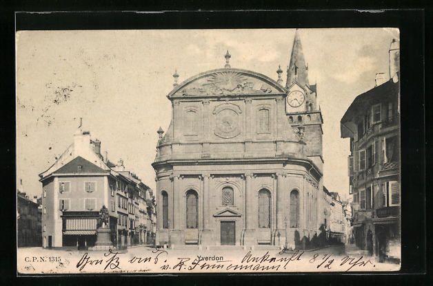 Cartoline postali: Yverdon, Strassenpartie mit Gebädeansic – Usato da Berlin venduto da bartko-reher