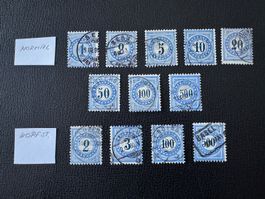 Portomarken 1878-1893, TYP I, Auswahl, gestempelt