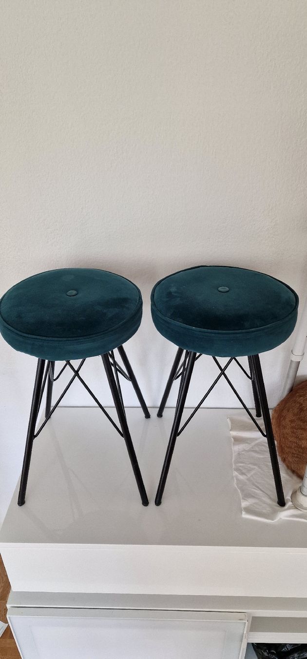 Hocker: 2er Set Barhocker, Petrol Samt – Gebraucht aus Zürich von Abrar123 2