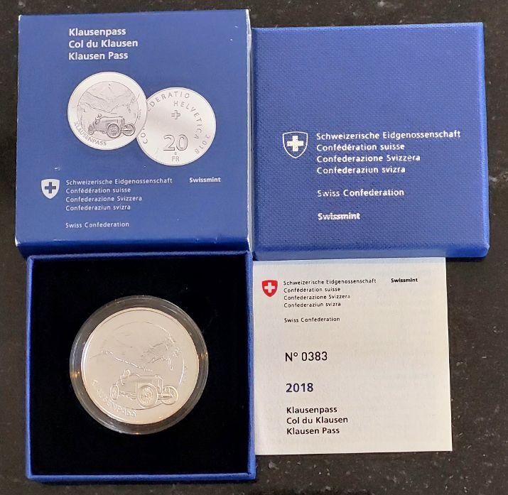 Tutti le monete: 20 Franken 2018 Silber pp Klausenpass Box – Nuovo (secondo la descrizione) da Arch venduto da moneyswiss