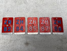 Alte Velonummern Kanton ZH, Lot 5 Stück