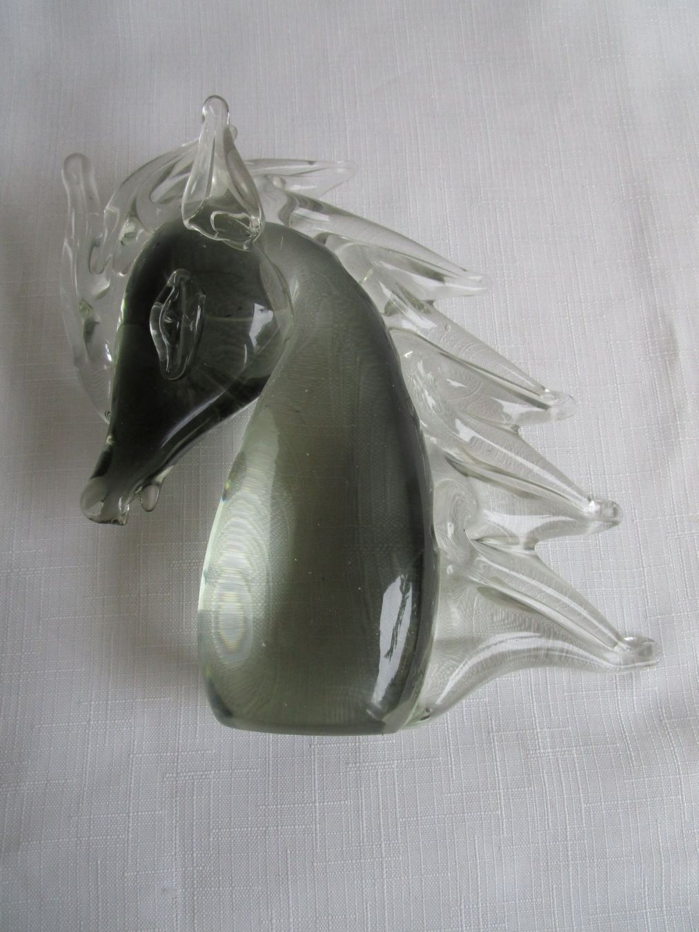 Murano Statuette: Anthrazitfarbener Pferdekopf aus Glas - Murano? – Usato da Binningen venduto da Oldfashion 6