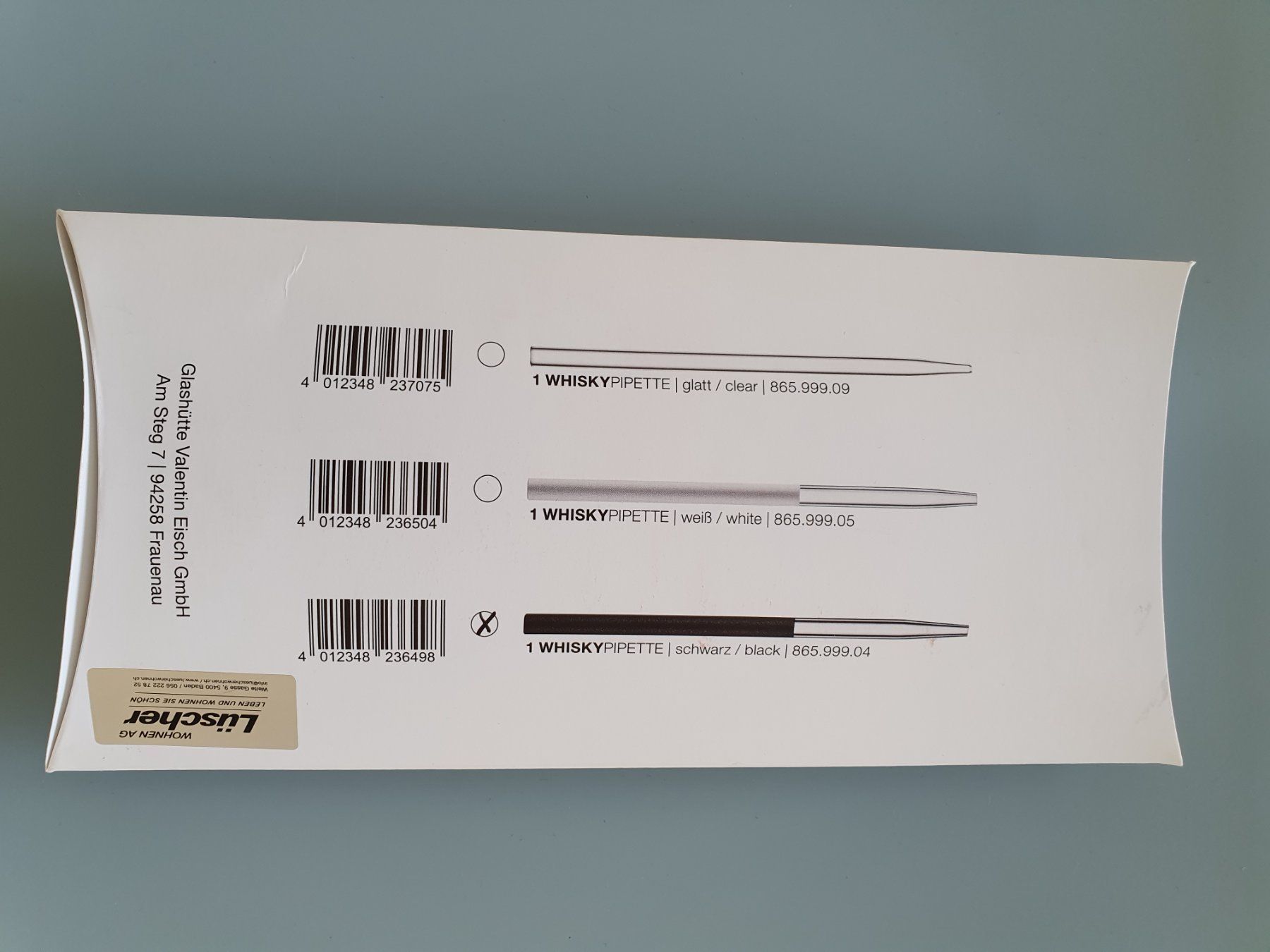 Bicchieri: Neue Whisky Pipette von Eisch – Nuovo e nell'imballaggio originale da Wettingen venduto da __Dom__ 1