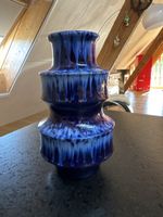 Kobaltblaue seltene Scheurich Vase Pagode-Serie 1970er Jahre