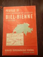 Originale Schweizer Landkarte Biel-Bienne 1:100'000