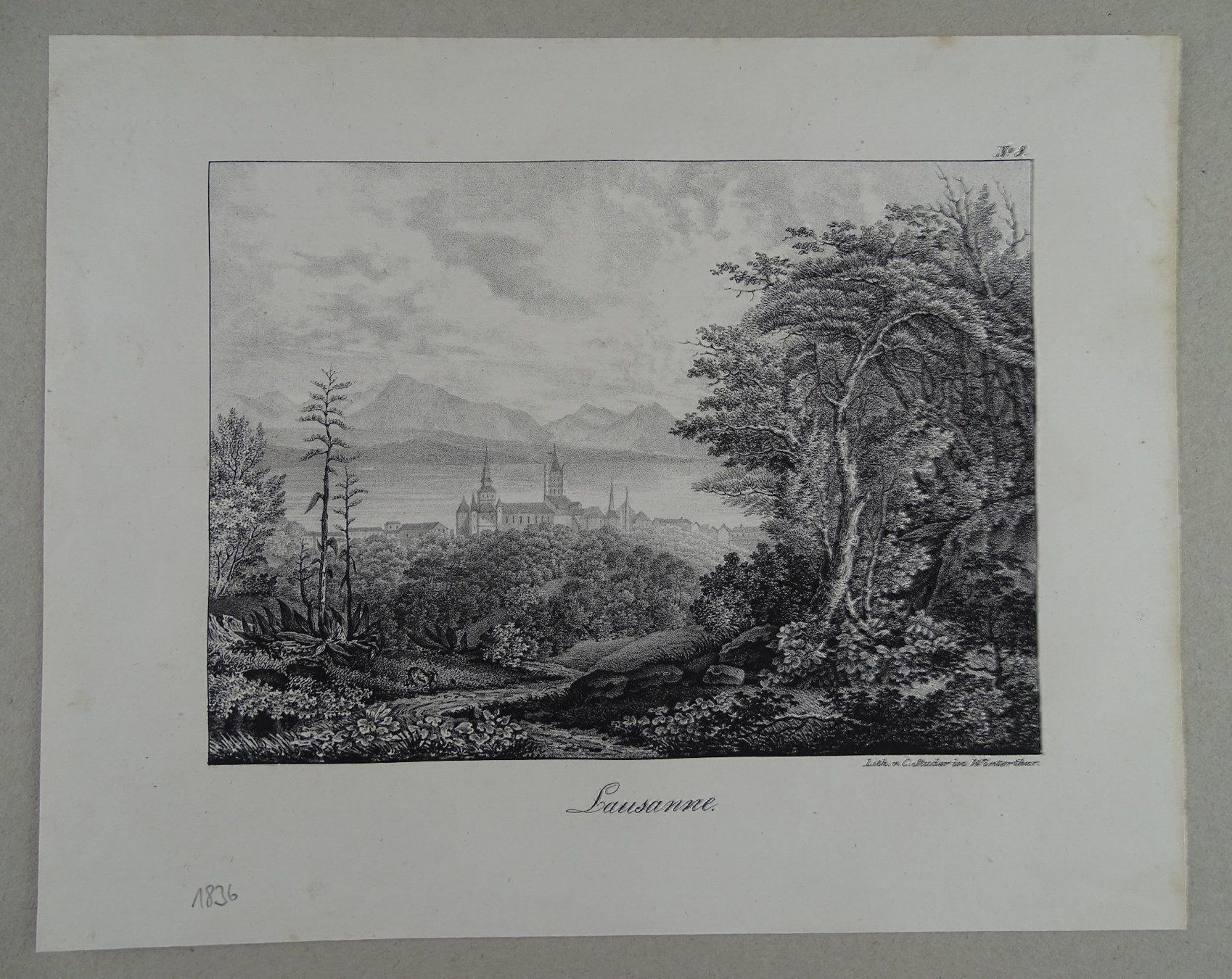 Incisioni: LAUSANNE, LITHOGRAPHIE 1836 – Usato da Grüningen venduto da Kartensammler 1