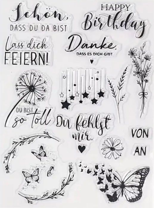 Timbri: Silikonstempel Danke das es dich gibt – Nuovo e nell'imballaggio originale da Kaltbrunn venduto da schere-stein-papier