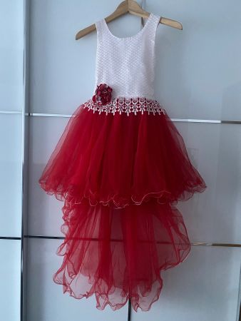 Festliches Mädchenkleid, Gr für 10 Jahre rot-weiss,