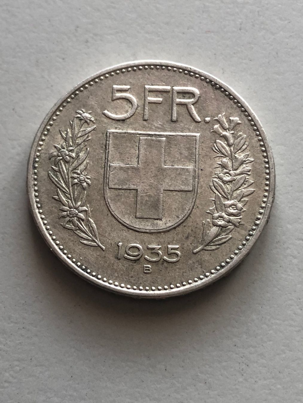 Alle Münzen: 5 Fr. 1935 – Gebraucht aus Schötz von Odpa