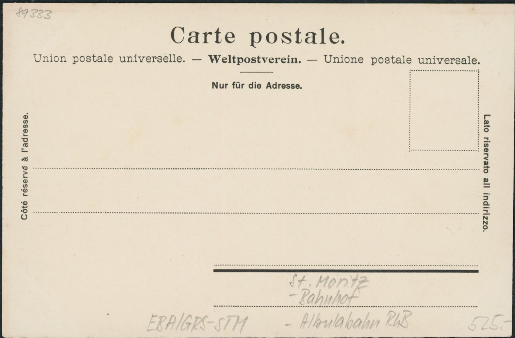 Cartoline postali: GRS St. Moritz - Bahnhof - Bahn RhB – Usato da Schindellegi venduto da Jonathan77 1