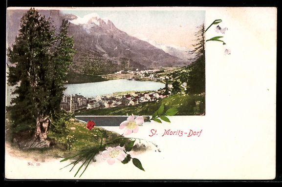 Cartoline postali: St. Moritz-Dorf, Ortsansicht mit Blick a – Usato da Berlin venduto da bartko-reher