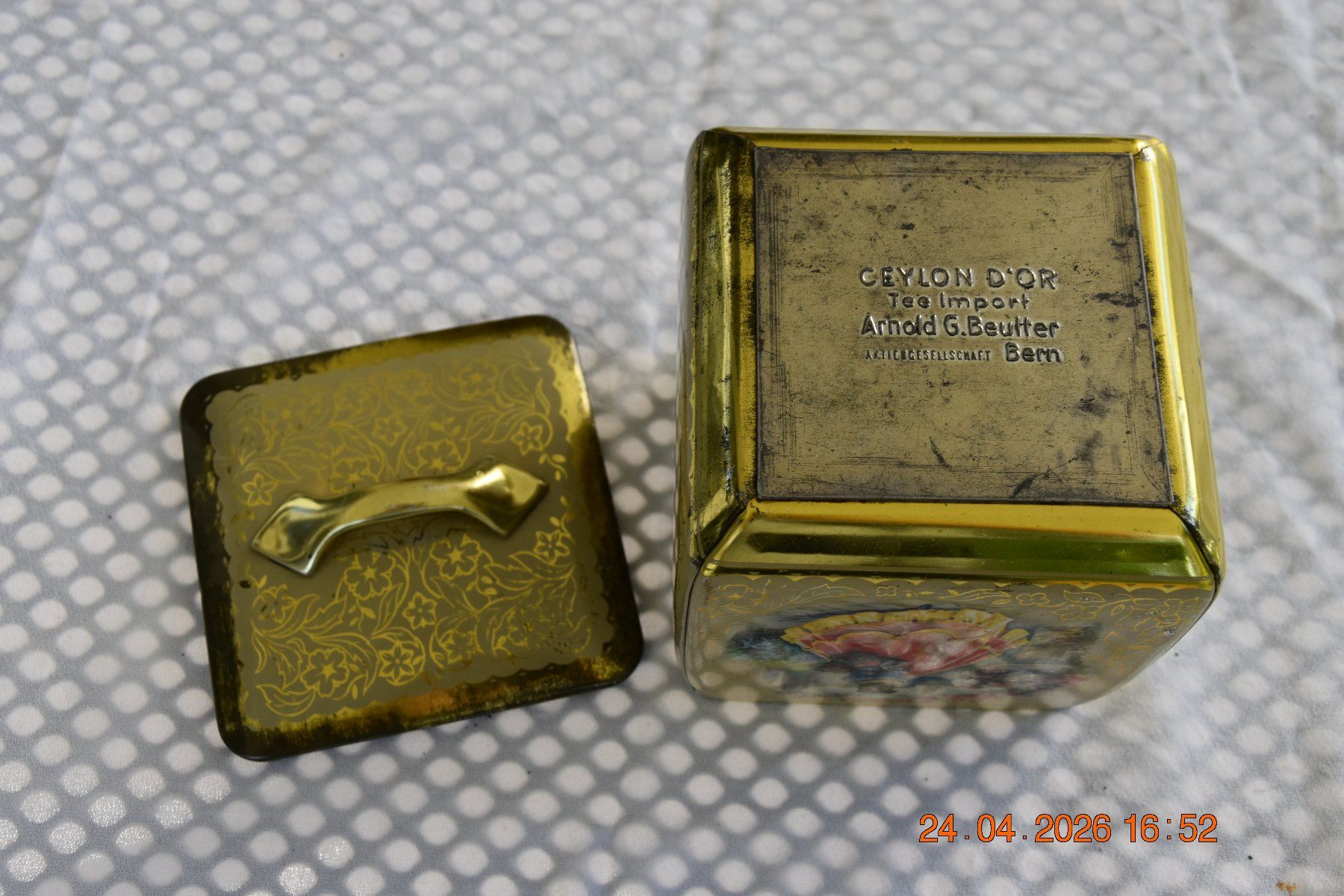 Zuccheriere: Schöne alte Teedose. Ceylon d'OR. Tee Import A. Beutler, BE – Usato da Suhr venduto da indigo23 3