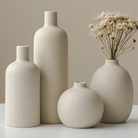 Vasen Set 4-teilig Keramik Morandi Beige Tischdeko