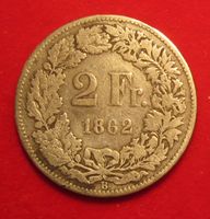 2 Franken 1862 sitzende Helvetia