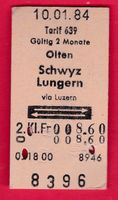 KARTON BILLETT, OLTEN - LUNGERN, 2.KLASSE, RETOUR