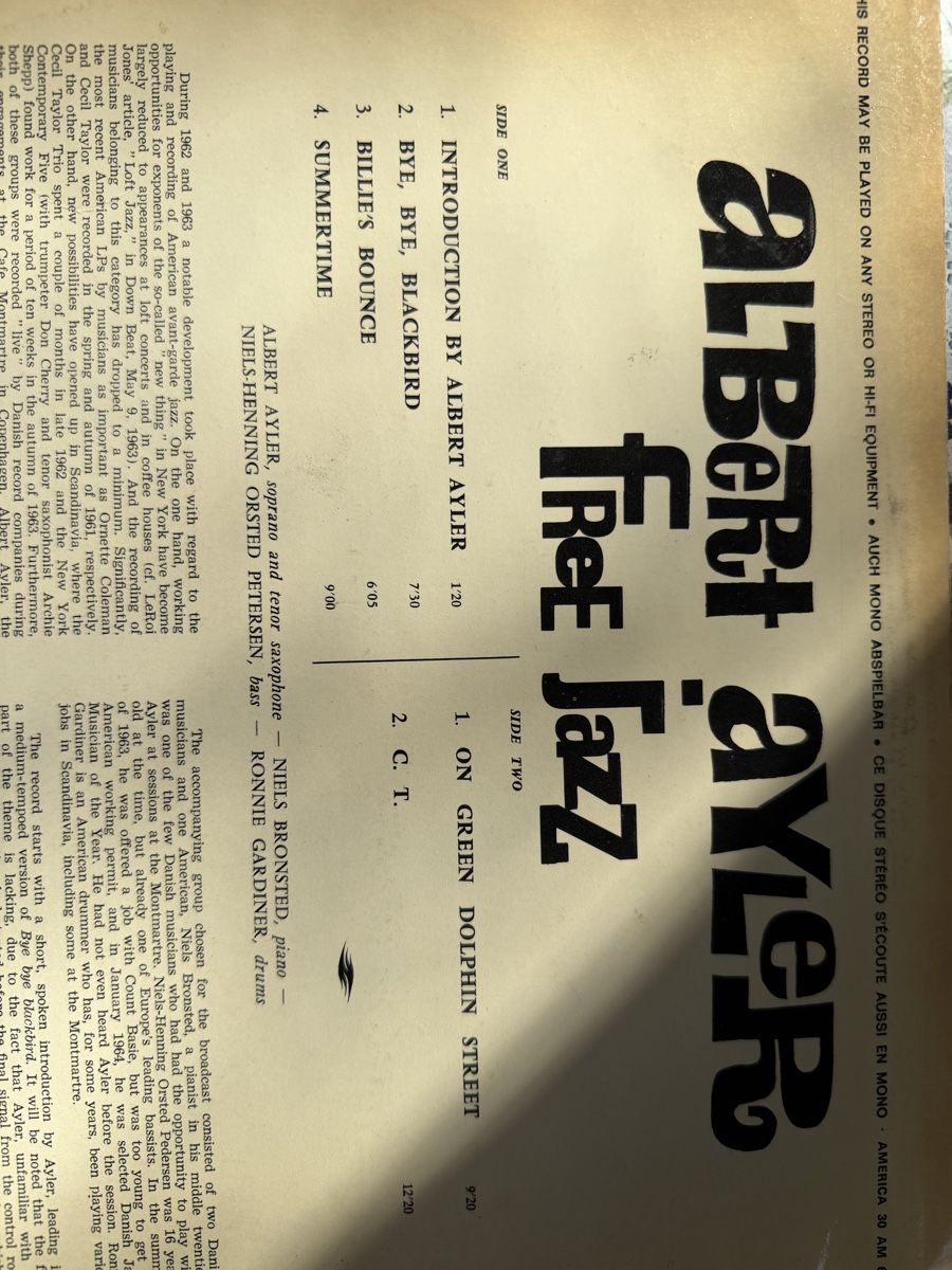 Schallplatten: Albert Ayler: Free Jazz – Gebraucht aus Winterthur von romaroma 2