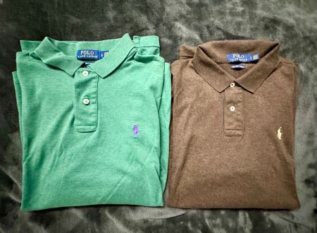 2x Ralph Lauren Herren Poloshirts, Grösse L, braun & grün