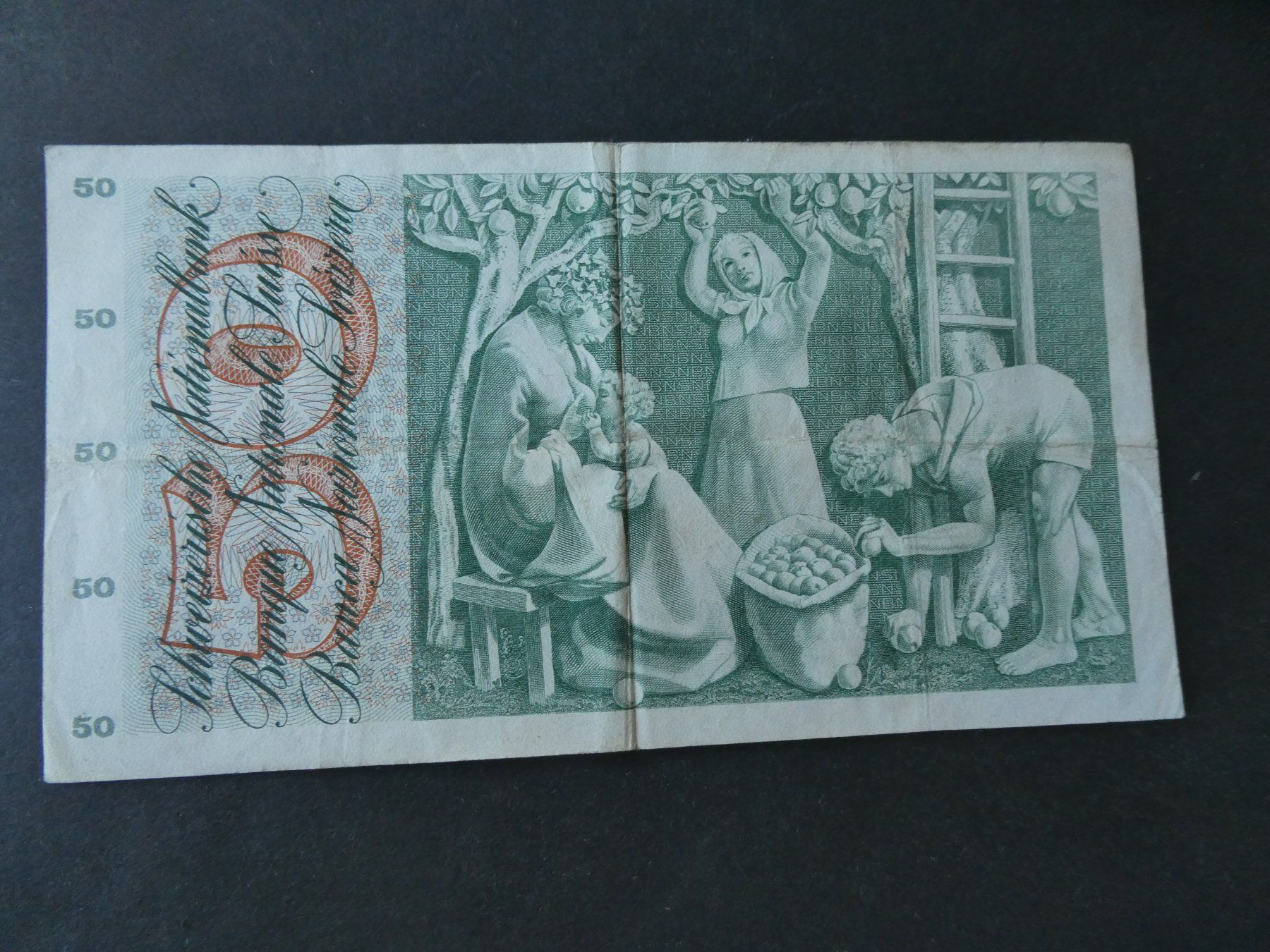 Banknoten: Schweiz 1964,  50 Franken – Gebraucht aus Hinterforst von Rohusri 1