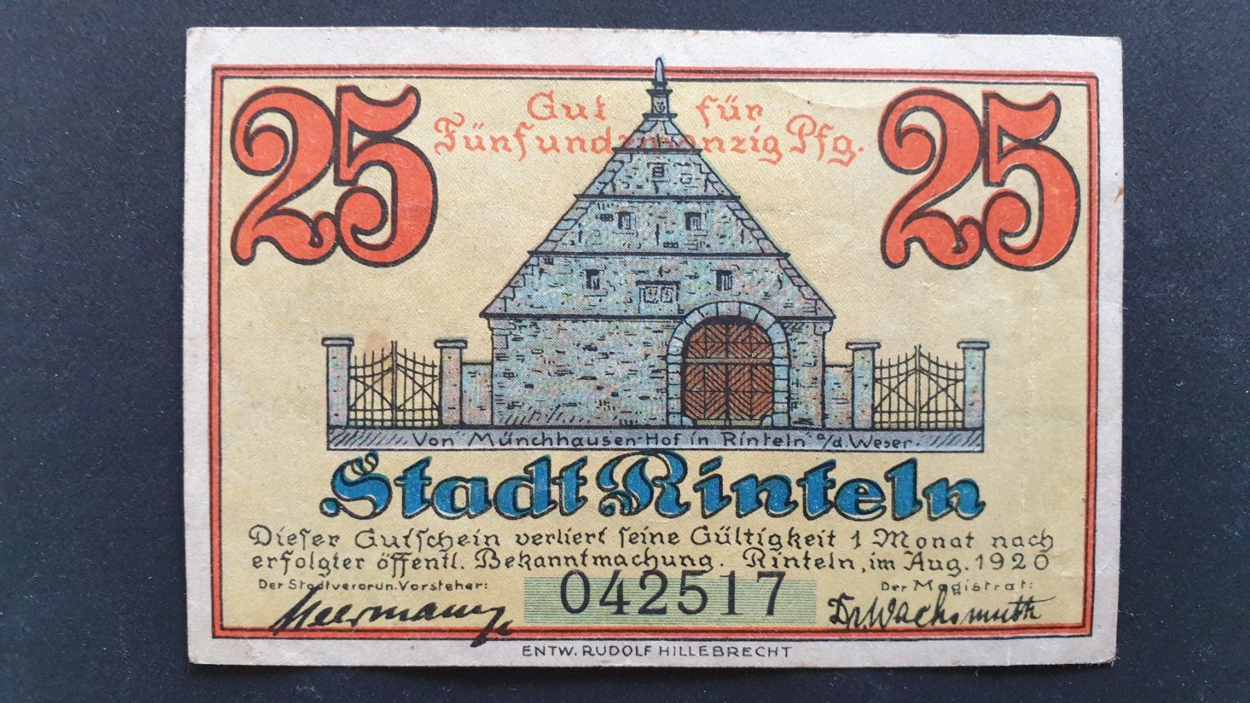 Banconote: Notgeld Rinteln. 1920. – Usato da Goldach venduto da armando_r 1