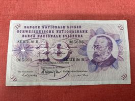 Schweizer Banknote 10 Franken, Serie 86B, Jahrgang 1973
